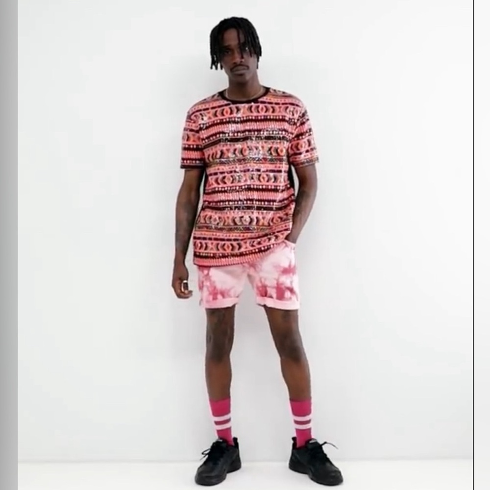 ASOS DESIGN relaxed festival tee allover sequins Aztec design - Picture 3 of 9
